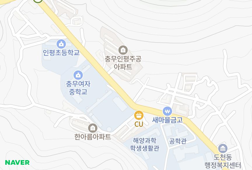 경상남도 통영시 인평동 천우맨션 위치·실거래 시세 지도