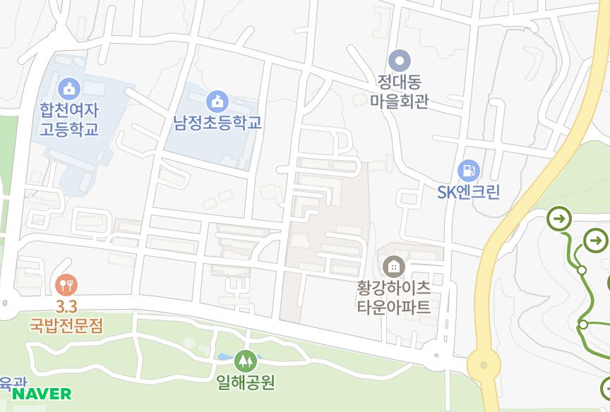 경상남도 합천군 합천읍 합천리 무지개나동 위치·실거래 시세 지도