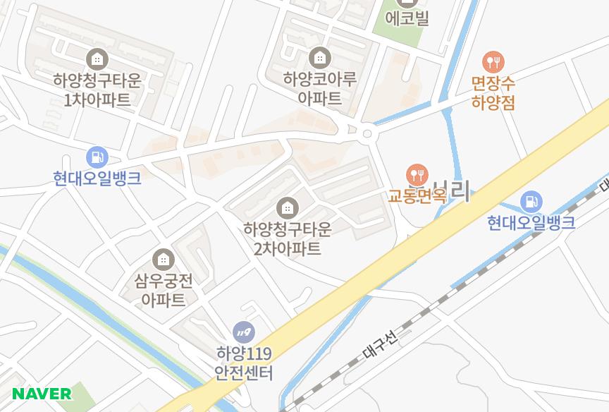 경상북도 경산시 하양읍 동서리 하양청구타운2차 위치·실거래 시세 지도