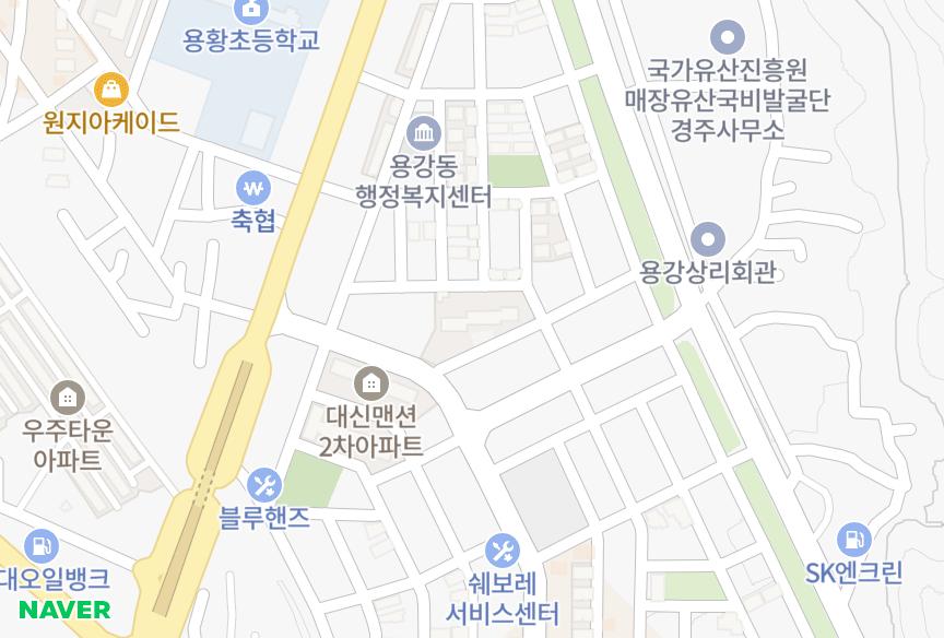 경상북도 경주시 용강동 대신3차 위치·실거래 시세 지도