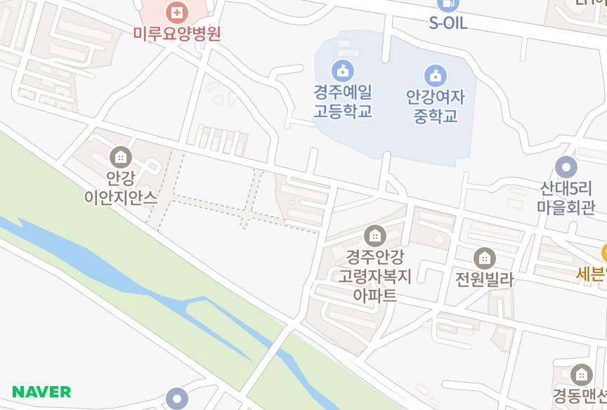 경상북도 경주시 안강읍 산대리 우성한빛2차 위치·실거래 시세 지도