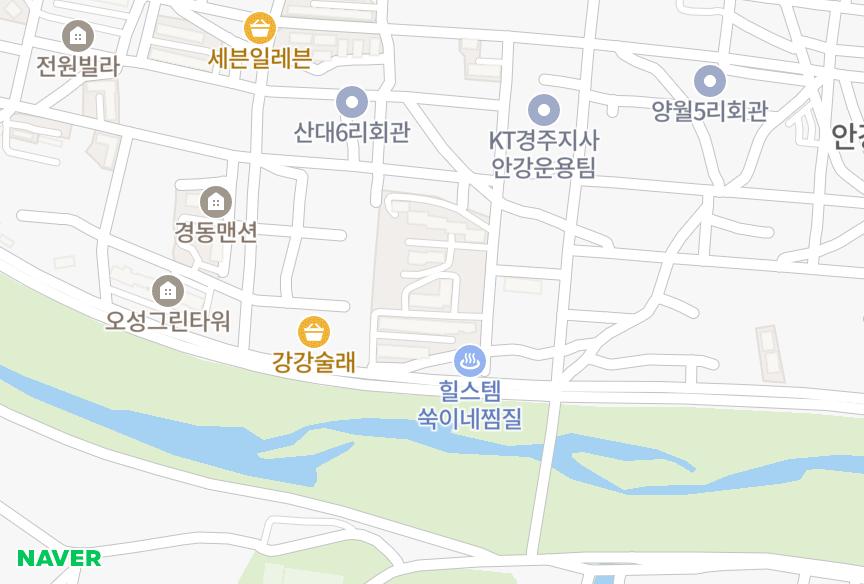 경상북도 경주시 안강읍 산대리 올림푸스맨션 위치·실거래 시세 지도