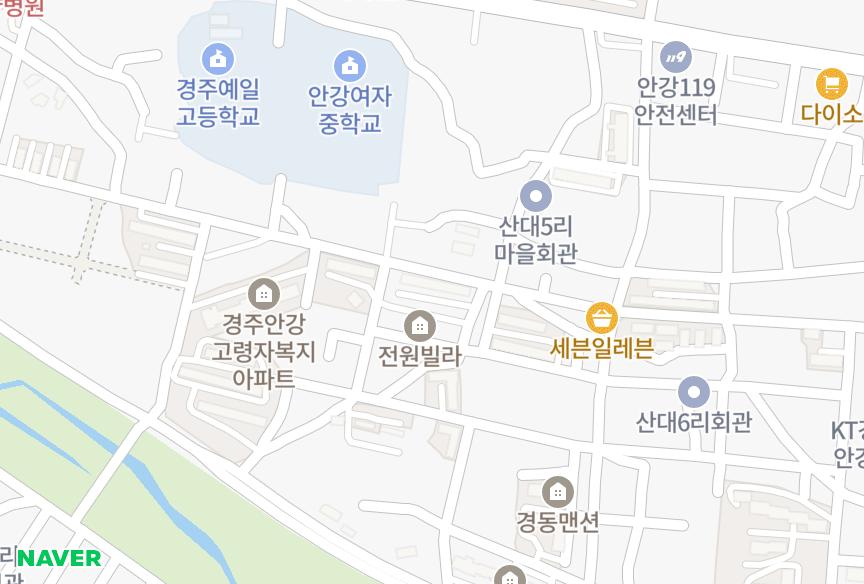경상북도 경주시 안강읍 산대리 녹원파크맨션 위치·실거래 시세 지도