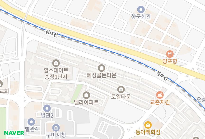 경상북도 구미시 송정동 혜성골든타운 위치·실거래 시세 지도