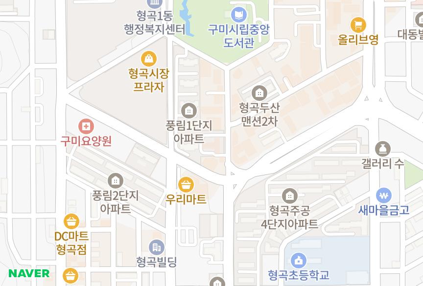경상북도 구미시 형곡동 형곡전원리빙필 위치·실거래 시세 지도