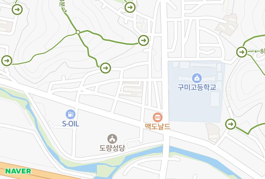 경상북도 구미시 도량동 럭키원앙 위치·실거래 시세 지도