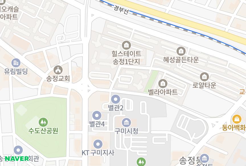 경상북도 구미시 송정동 한가람빌리지 위치·실거래 시세 지도