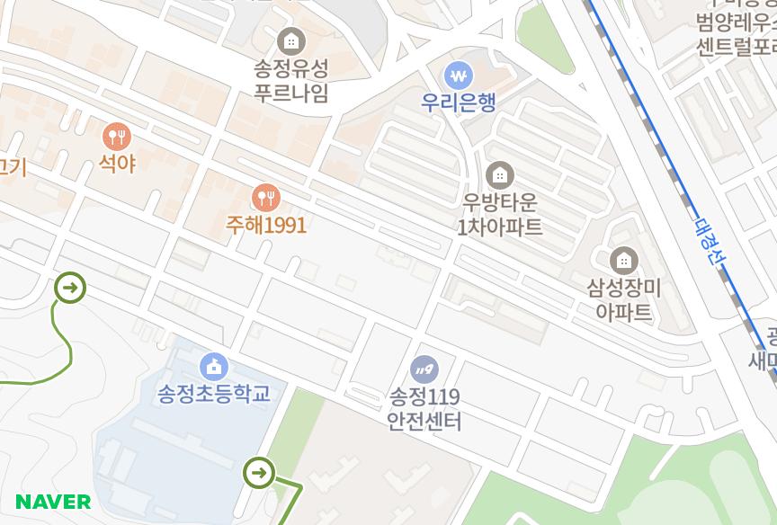 경상북도 구미시 송정동 송정삼우타운101차 위치·실거래 시세 지도