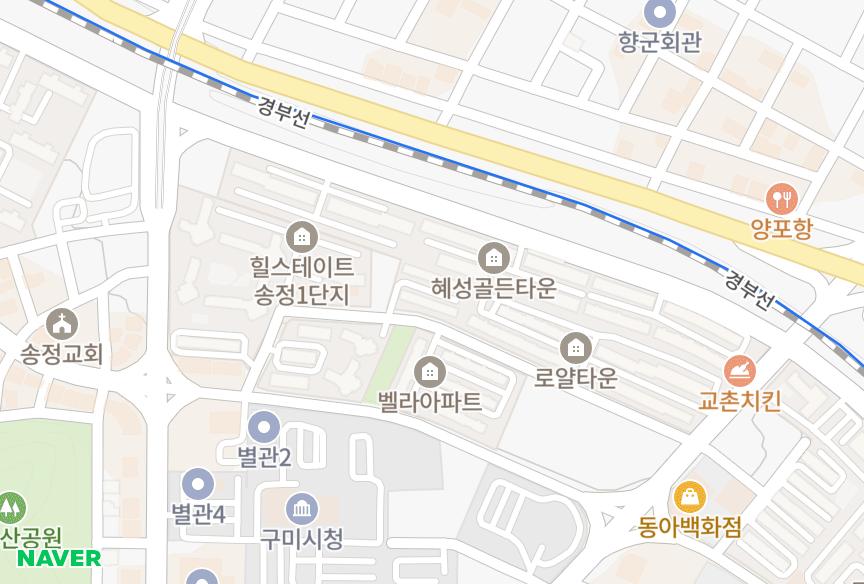 경상북도 구미시 송정동 샛별 위치·실거래 시세 지도