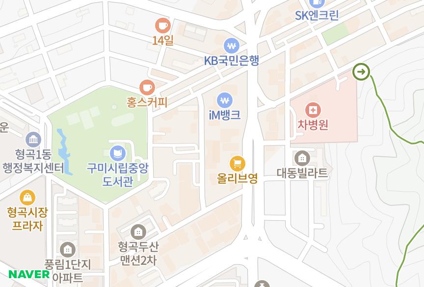 경상북도 구미시 형곡동 효성나오스빌 위치·실거래 시세 지도