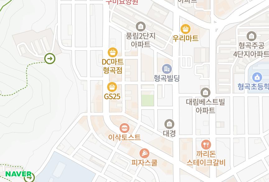 경상북도 구미시 형곡동 삼우915차 위치·실거래 시세 지도