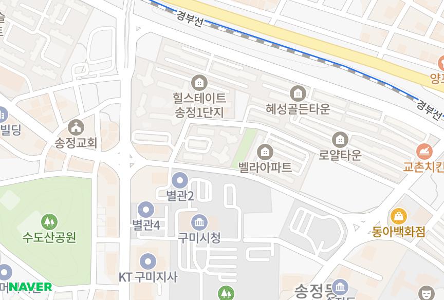 경상북도 구미시 송정동 힐스테이트송정2단지 위치·실거래 시세 지도