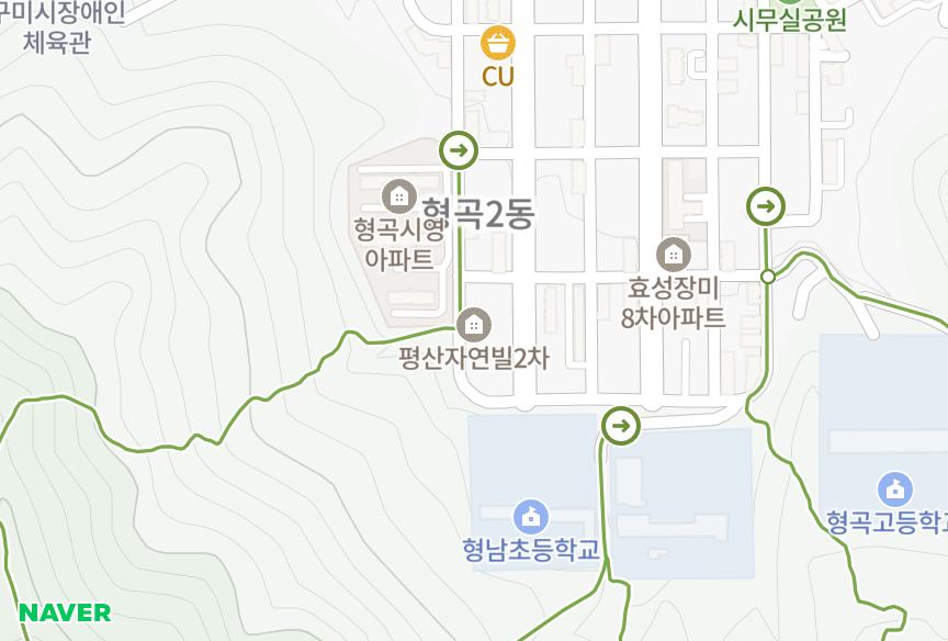 경상북도 구미시 형곡동 형곡평산자연빌2차 위치·실거래 시세 지도