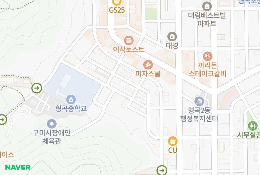 경상북도 구미시 형곡동 정우 위치·실거래 시세 지도