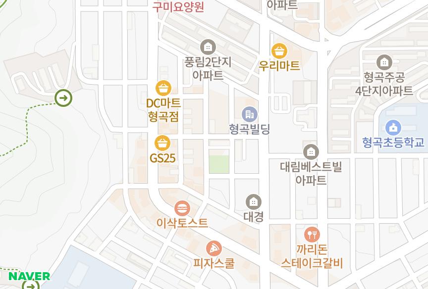 경상북도 구미시 형곡동 태성맨션 위치·실거래 시세 지도
