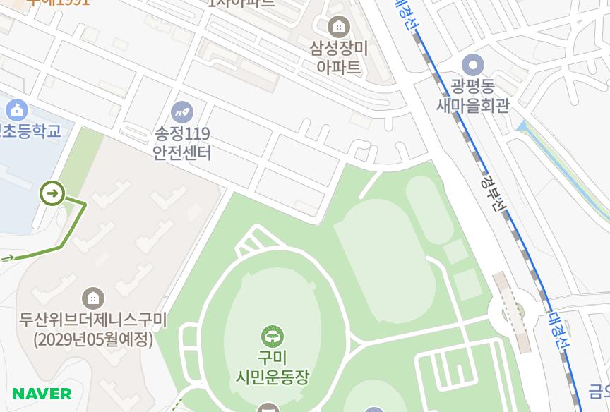 경상북도 구미시 송정동 효성장미301차 위치·실거래 시세 지도
