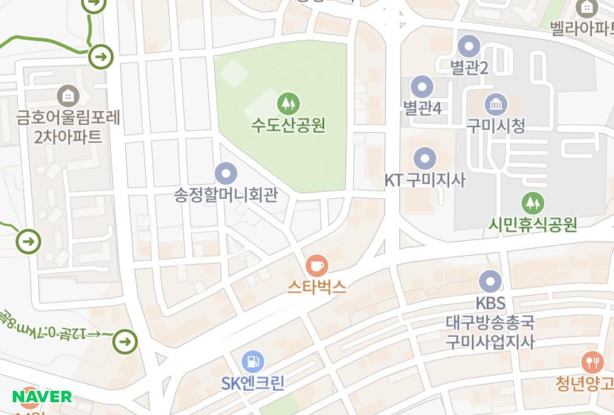 경상북도 구미시 송정동 청원동산타운 위치·실거래 시세 지도