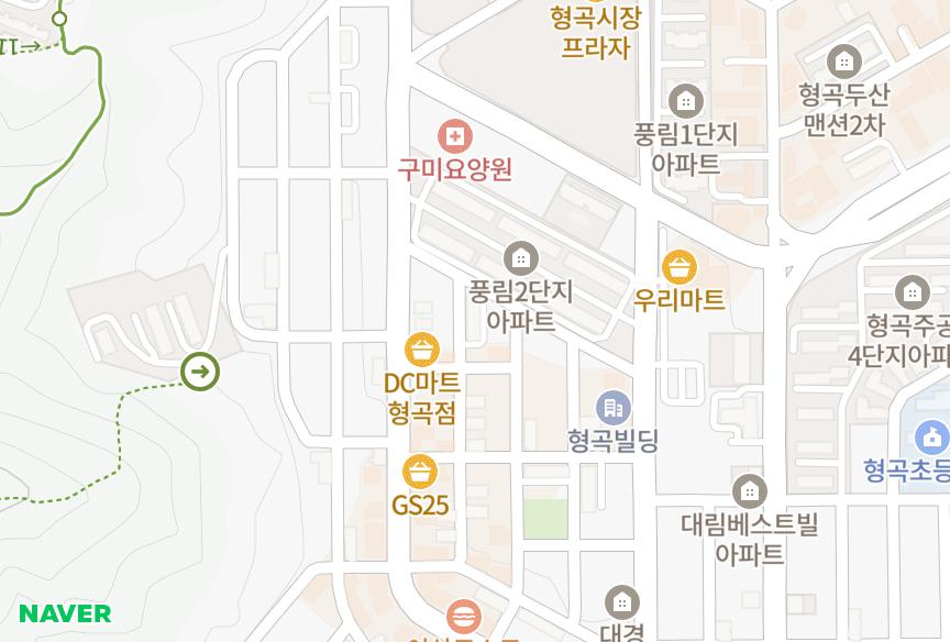 경상북도 구미시 형곡동 대성맨션1차 위치·실거래 시세 지도