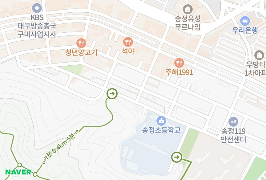경상북도 구미시 송정동 현대빌라트 위치·실거래 시세 지도