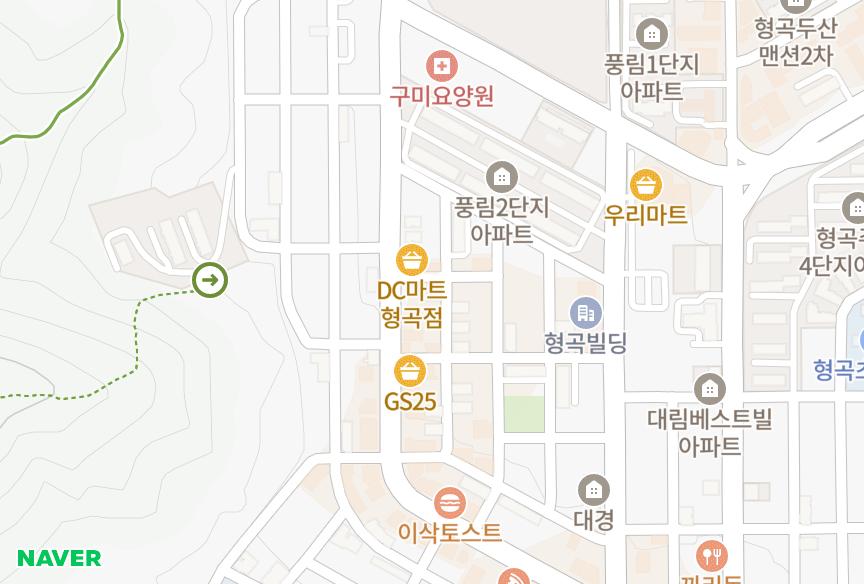 경상북도 구미시 형곡동 궁전주택 위치·실거래 시세 지도