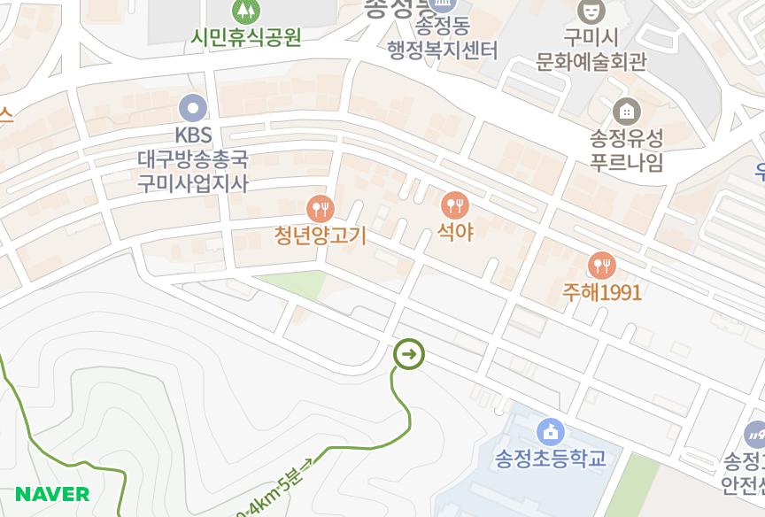 경상북도 구미시 송정동 굿모닝하이츠 위치·실거래 시세 지도