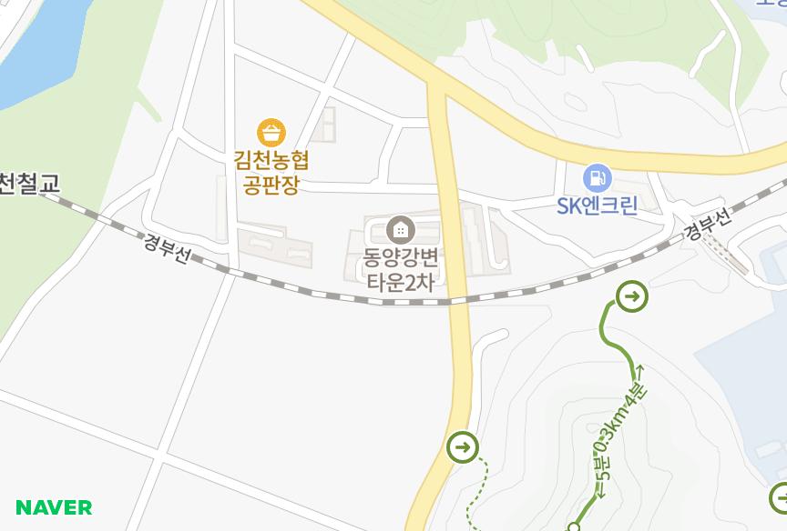 경상북도 김천시 지좌동 동양강변타운1차 위치·실거래 시세 지도