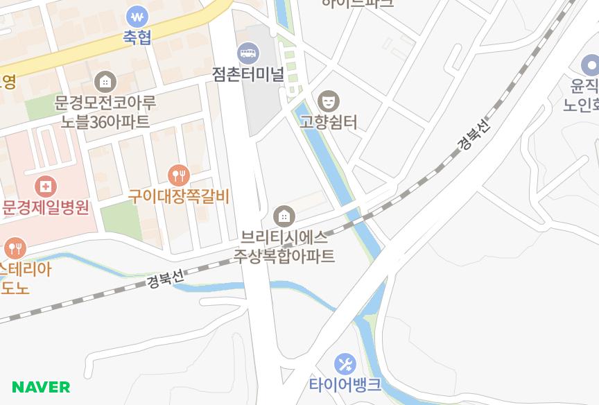 경상북도 문경시 모전동 브리티시S 위치·실거래 시세 지도