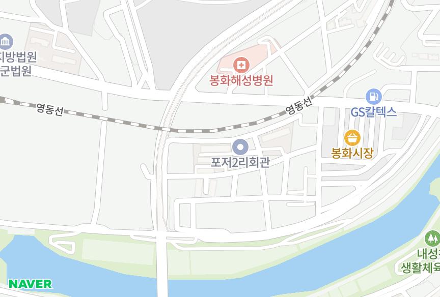 경상북도 봉화군 봉화읍 내성리 동명 위치·실거래 시세 지도
