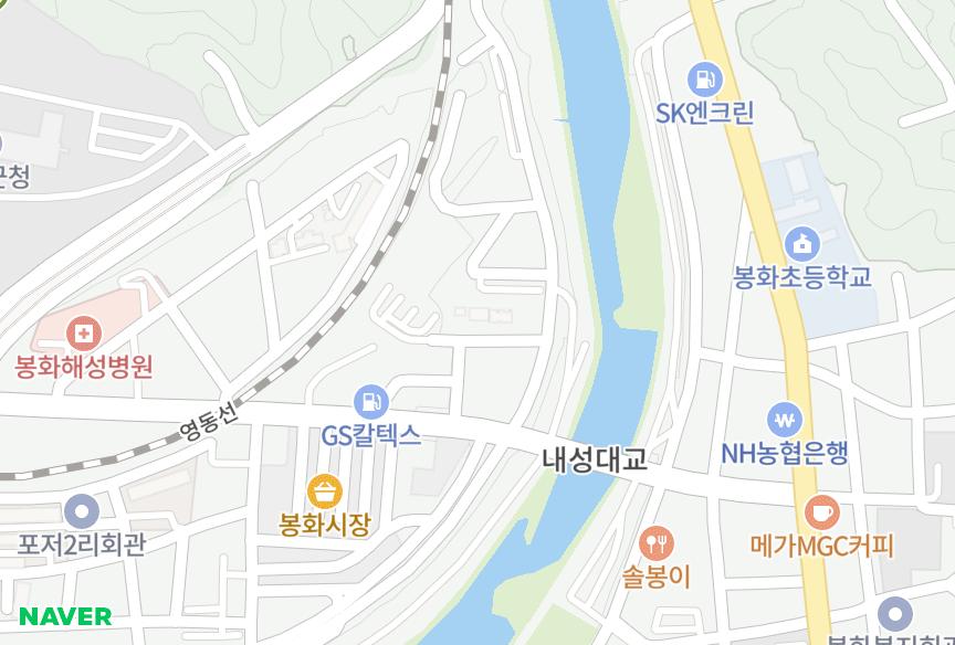 경상북도 봉화군 봉화읍 내성리 삼정뷰 위치·실거래 시세 지도