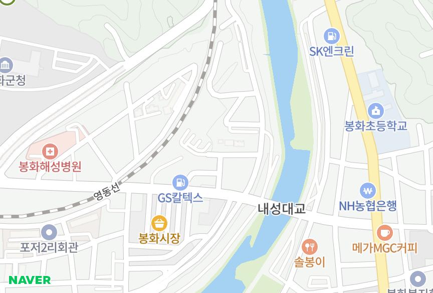 경상북도 봉화군 봉화읍 내성리 삼정타운 위치·실거래 시세 지도