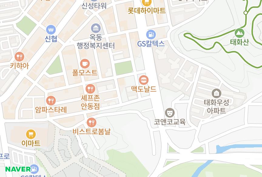 경상북도 안동시 옥동 건영트윈빌비이동 위치·실거래 시세 지도