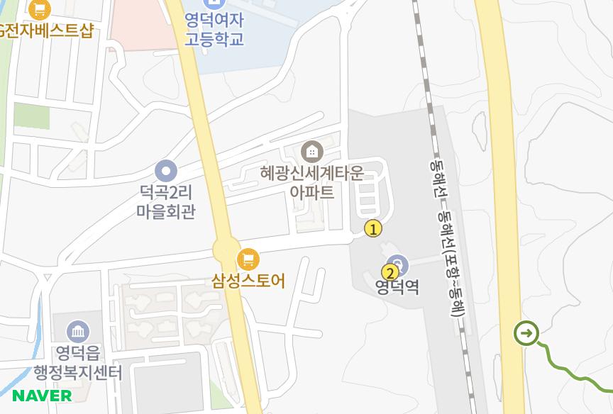 경상북도 영덕군 영덕읍 우곡리 홍안행복타운 위치·실거래 시세 지도