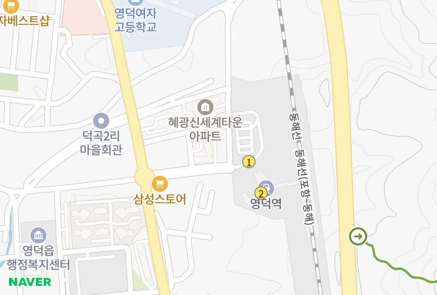 경상북도 영덕군 영덕읍 우곡리 대성그린맨션 위치·실거래 시세 지도