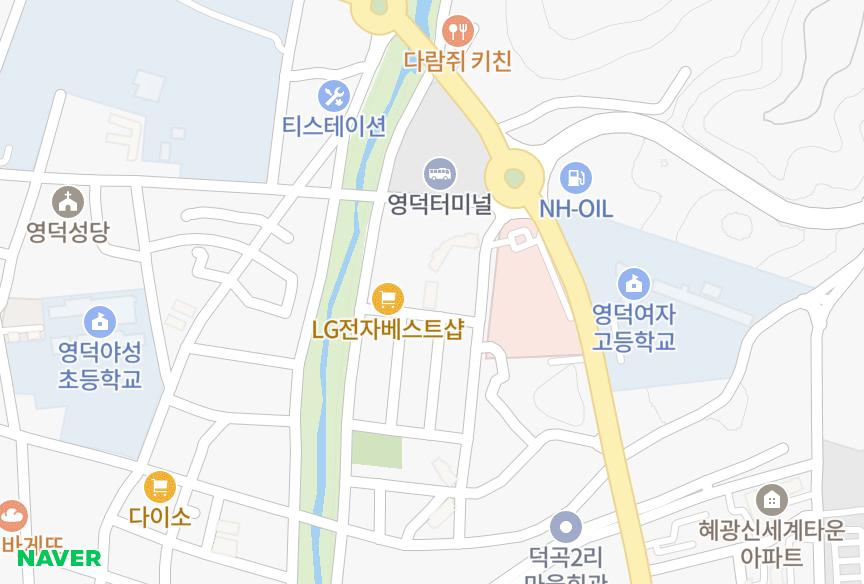 경상북도 영덕군 영덕읍 덕곡리 동보팰리스2차 위치·실거래 시세 지도
