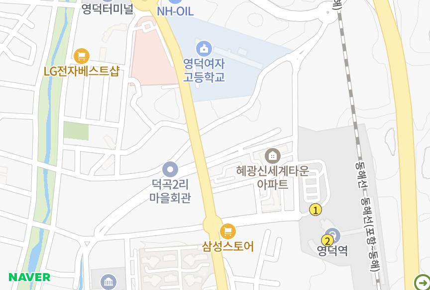 경상북도 영덕군 영덕읍 덕곡리 스마트뷰 위치·실거래 시세 지도
