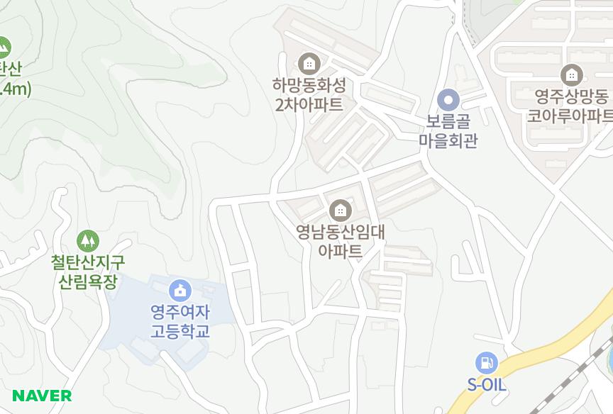 경상북도 영주시 하망동 영남동산2차 위치·실거래 시세 지도