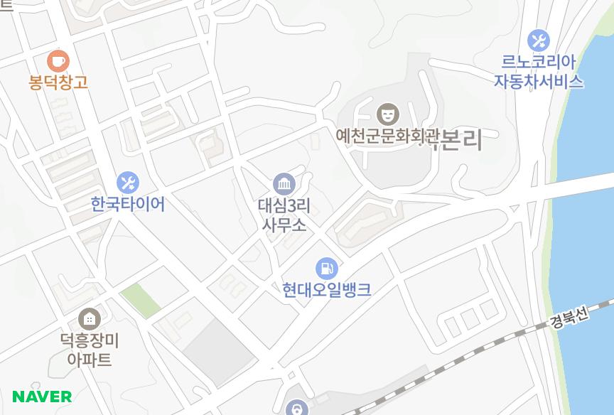 경상북도 예천군 예천읍 대심리 그린하임 위치·실거래 시세 지도
