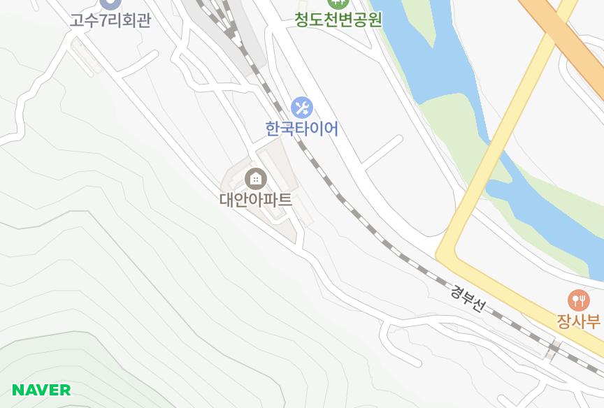 경상북도 청도군 청도읍 고수리 동보맨션 위치·실거래 시세 지도