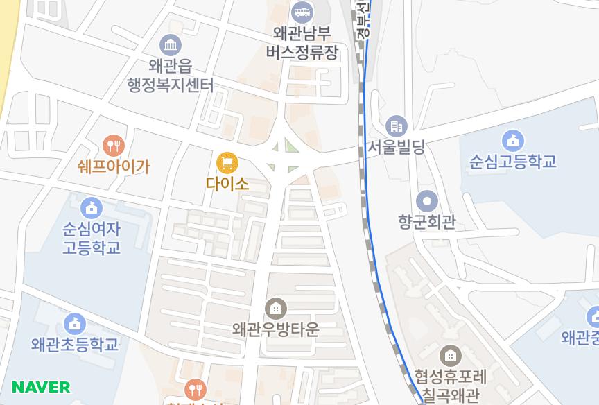 경상북도 칠곡군 왜관읍 왜관리 로얄1차 위치·실거래 시세 지도