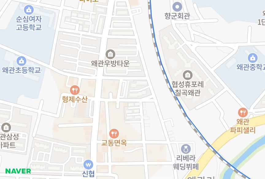 경상북도 칠곡군 왜관읍 왜관리 로얄3차 위치·실거래 시세 지도