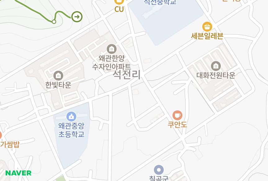 경상북도 칠곡군 왜관읍 석전리 스위트캐슬 위치·실거래 시세 지도