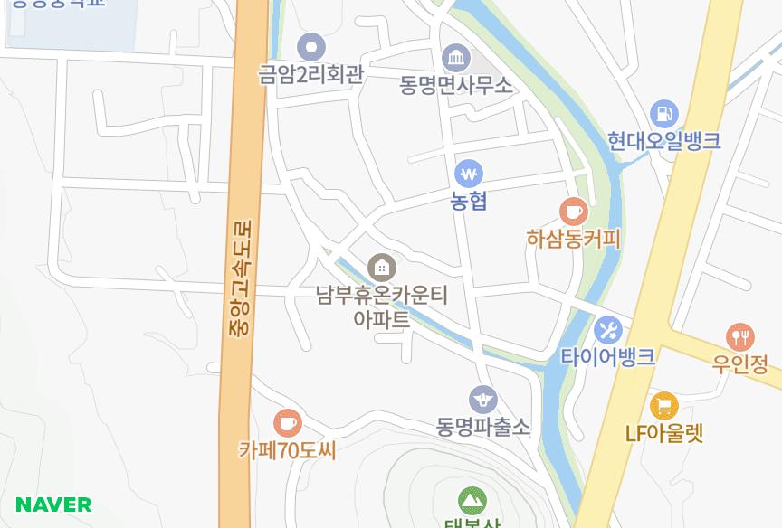 경상북도 칠곡군 동명면 금암리 남부휴온카운티 위치·실거래 시세 지도