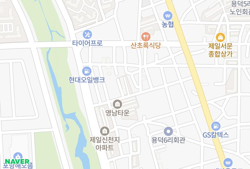 경상북도 포항시 남구 오천읍 용덕리 영남타운 위치·실거래 시세 지도