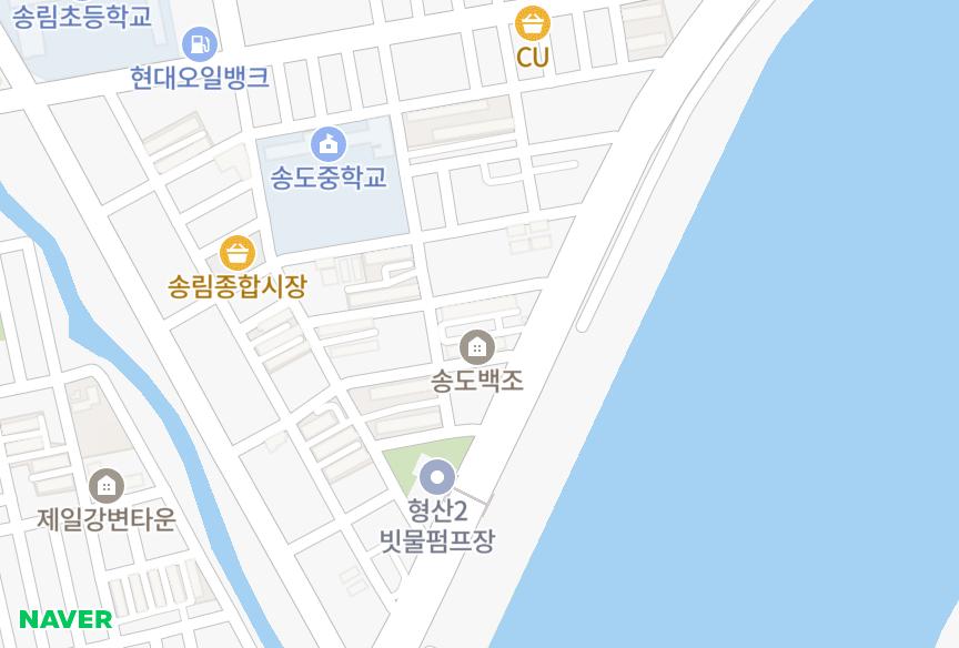 경상북도 포항시 남구 송도동 송도백조 위치·실거래 시세 지도