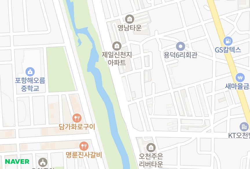 경상북도 포항시 남구 오천읍 용덕리 신흥청실타운 위치·실거래 시세 지도