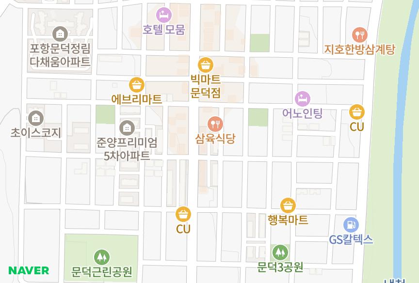 경상북도 포항시 남구 오천읍 문덕리 국민드림빌3차 위치·실거래 시세 지도