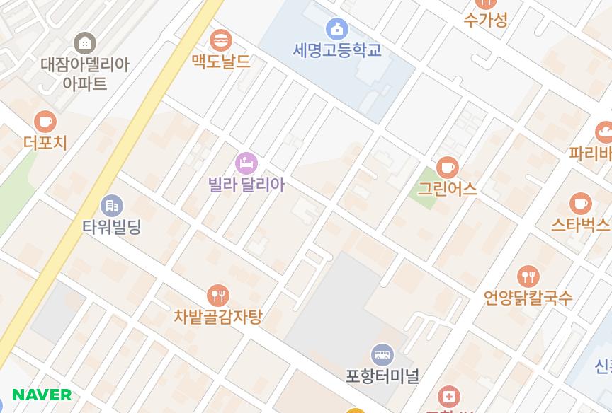 경상북도 포항시 남구 대잠동 대잠아르데코 위치·실거래 시세 지도