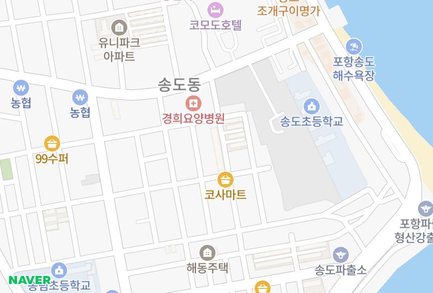 경상북도 포항시 남구 송도동 동아비취맨션 위치·실거래 시세 지도