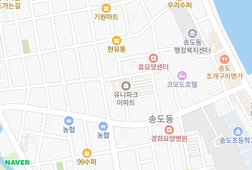 경상북도 포항시 남구 송도동 유니파크101차 위치·실거래 시세 지도