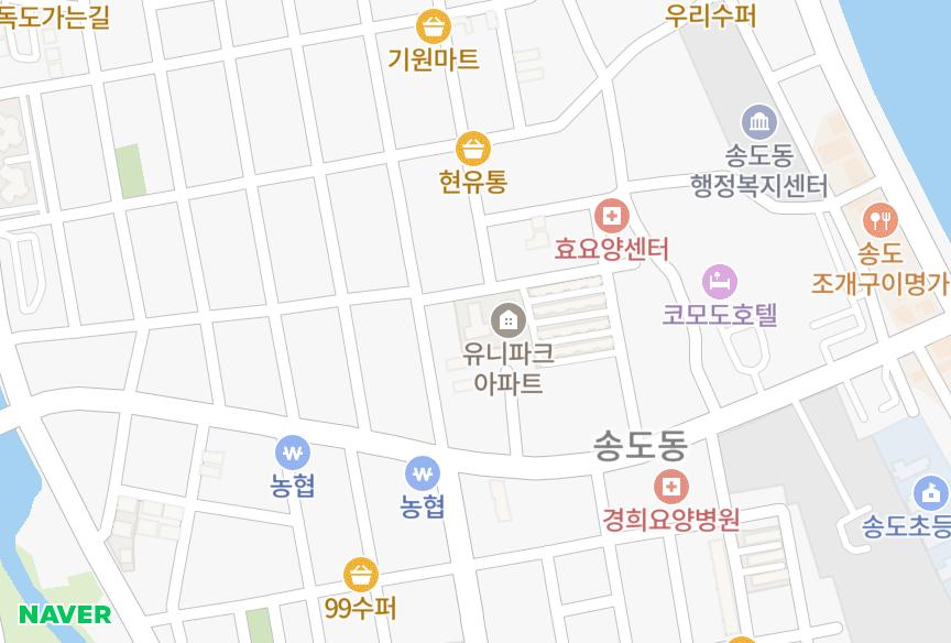 경상북도 포항시 남구 송도동 유니파크102차 위치·실거래 시세 지도
